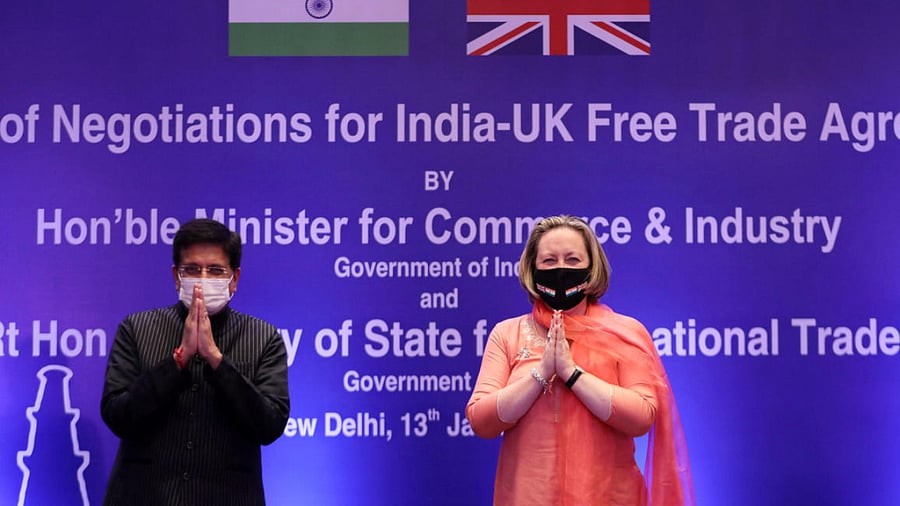 Launch of the free trade agreement (FTA) negotiations between India and the UK. Credit: Reuters Photo