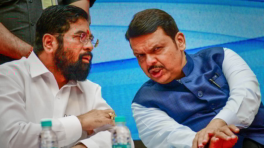 Maharashtra Chief Minister Eknath Shinde and Dy Chief Minister Devendra Fadnavis. Credit: PTI Photo