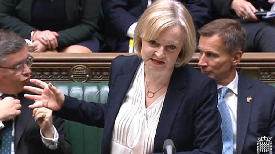 Britain's Prime Minister Liz Truss speaking during Prime Minister's Questions in the House of Commons. Credit: AFP Photo/PRU
