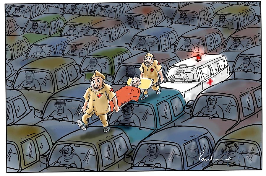 This captionless cartoon by Panduranga Rao won him a cash award at a Brazilian competition, in 2015.