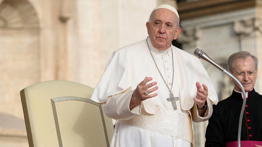 Pope Francis attends the weekly general audience at the Vatican. Credit: Vatican Media/Reuters Photo