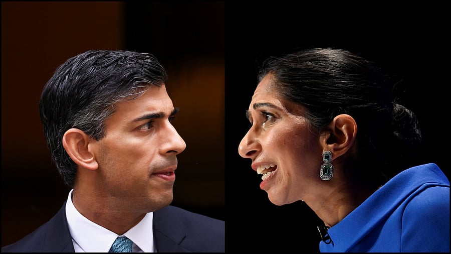 <div class="paragraphs"><p>UK PM Rishi Sunak (L) and Suella Braverman (R). </p></div>