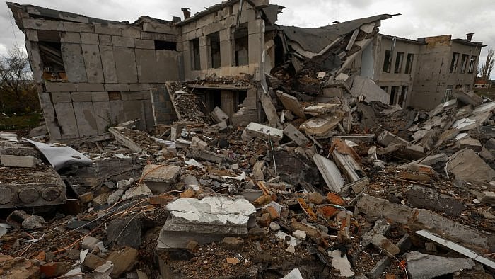 A view shows a school building destroyed by a Russian air strike in a village near a frontline in Mykolaiv region, Ukraine October 26. Cedit: Reuters Photo