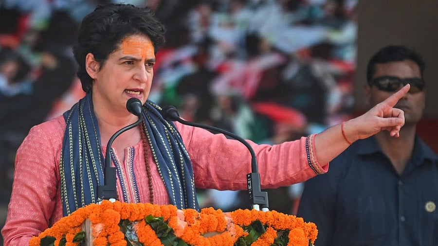 Priyanka Gandhi Vadra in Mandi. Credit: PTI Photo