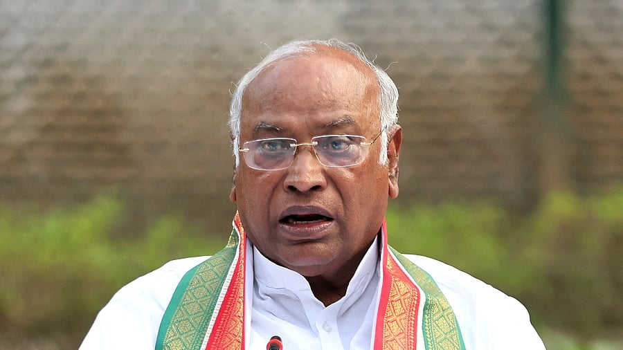 This will be Kharge’s first outing as Congress president on campaign. Credit: PTI Photo