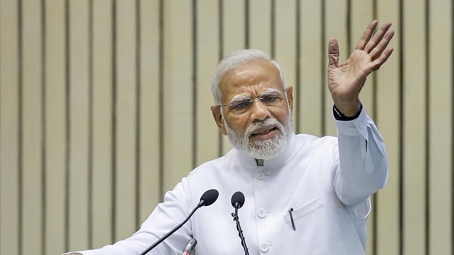 Prime Minister Narendra Modi addresses the launch of 'Complaint Management System' portal of Central Vigilance Commission during Vigilance Awareness Week 2022, in New Delhi, Thursday, Nov. 3, 2022. Credit: PTI Photo