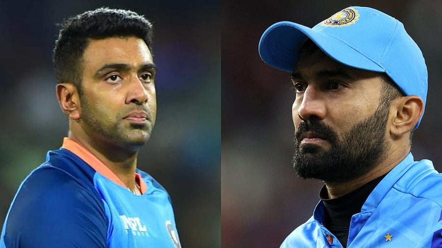 Ravichandran Ashwin and Dinesh Karthik. Credit: Agency Photos