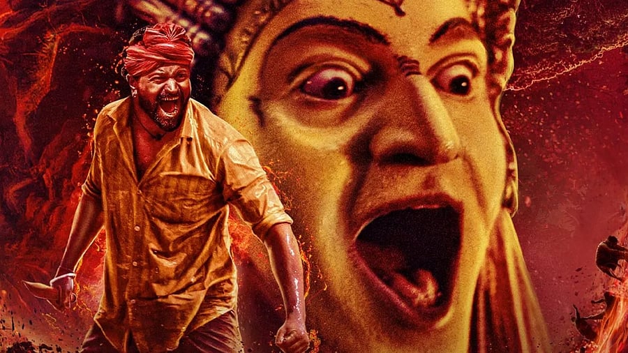 Rishab Shetty on the poster of Kantara. Credit: Special Arrangement