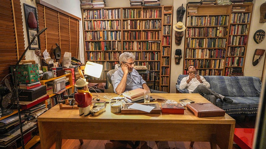 The Wire’s founder Siddharth Varadarajan at his residence in New Delhi. Credit: PTI Photo