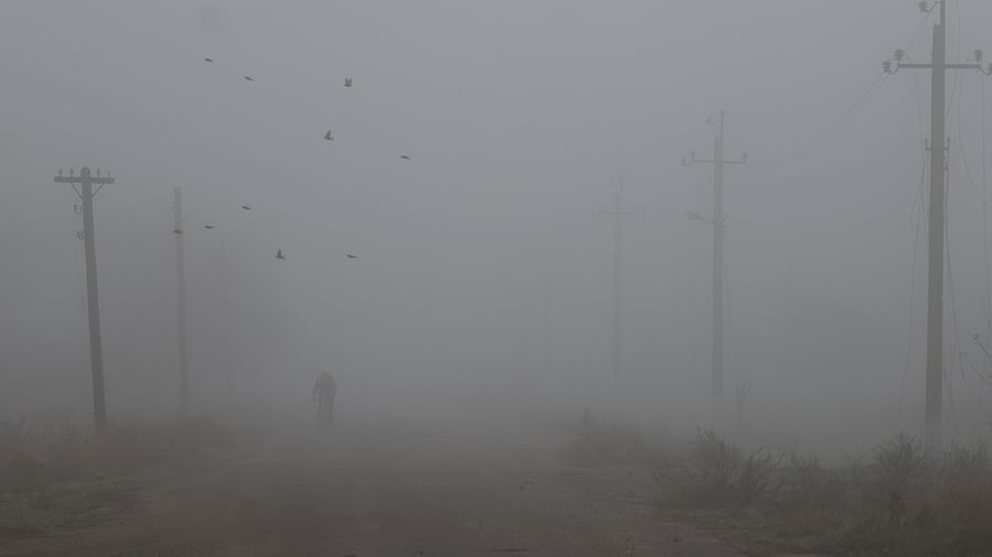 Local resident rides a bicycle along on a street in a village near Shihurivka. Credit: Reuters Photo