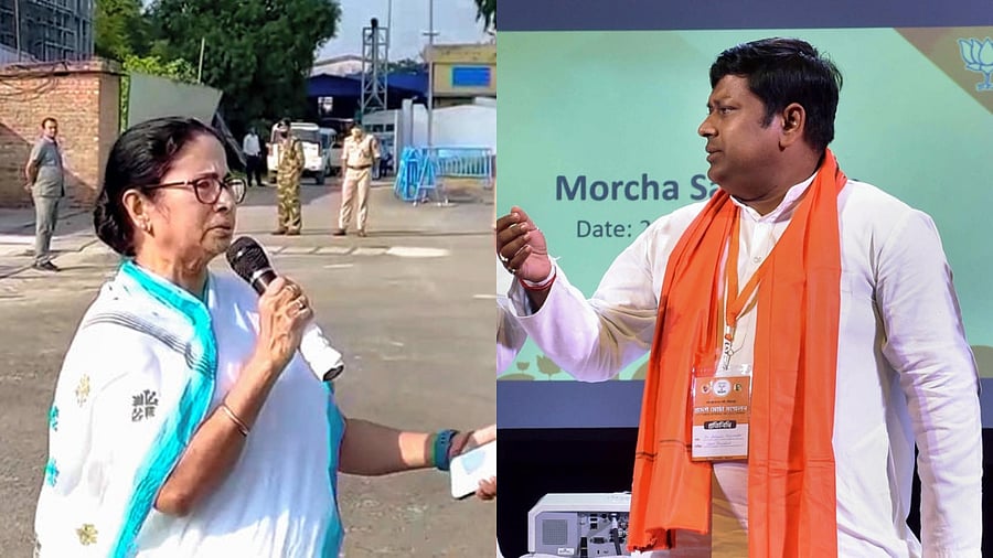 <div class="paragraphs"><p>Mamata Banerjee (left) and Sukanta Majumdar (right). </p></div>