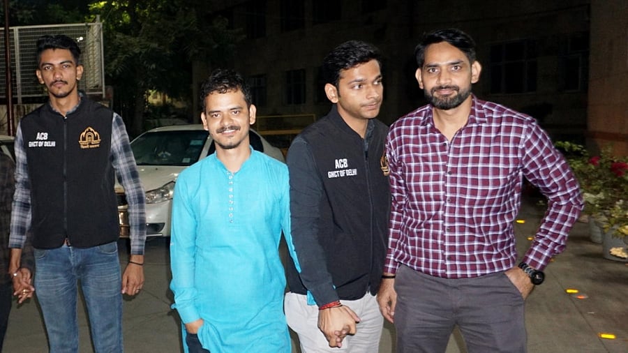 ACB sleuths arrest three men, including a relative and a personal assistant of AAP MLA Akhilesh Pati Tripathi. Credit: PTI Photo