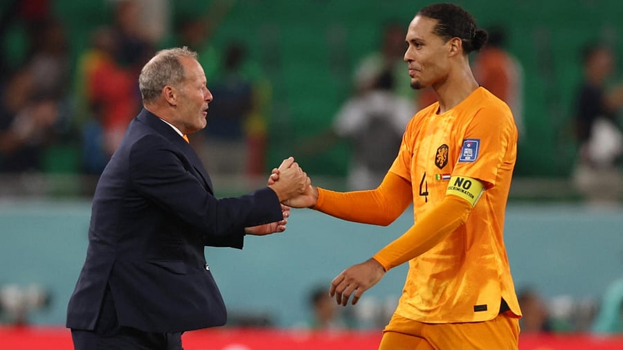 Netherlands' Virgil van Dijk celebrates after the match. Credit: Reuters Photo