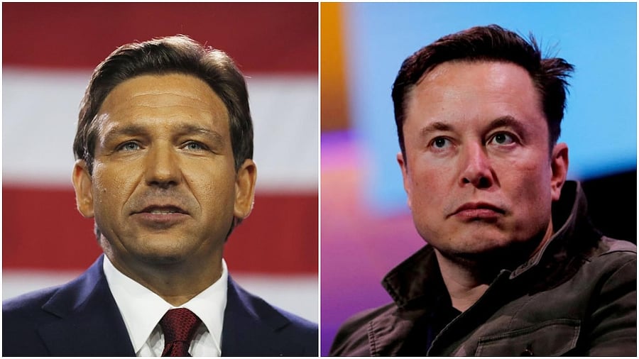 Ron DeSantis(L) and Elon Musk. Credit: AFP File Photo