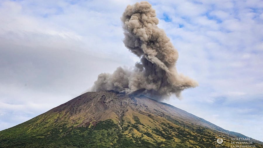 Smoke rises from San Miguel volcano, locally known as Chaparrastique, near San Miguel. Credit: Secreteria De Prensa De La Presidencia/via Reuters