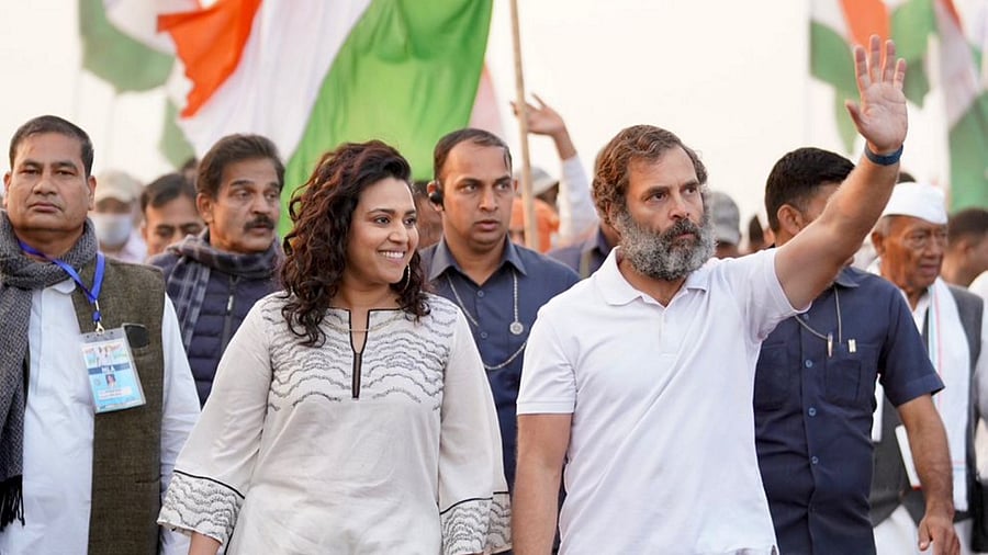 Bhasker (C) is known for being vocal about her opinions on topical issues. Credit: PTI Photo