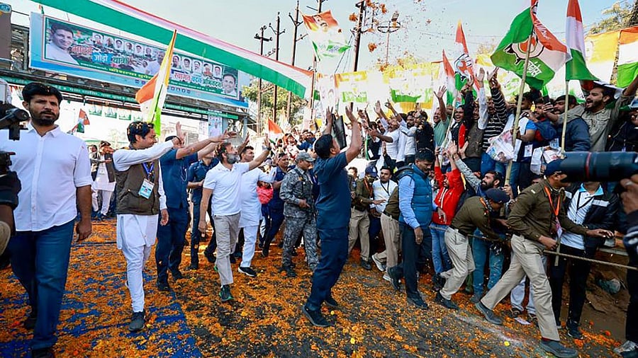 Congress leader Rahul Gandhi during the Bharat Jodo Yatra, in Indore. Credit: PTI Photo