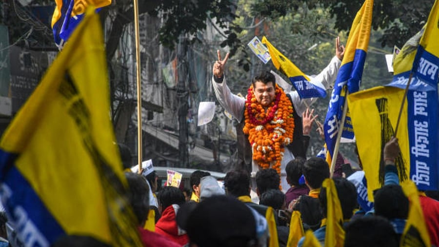 AAP rally ahead of MCD polls. Credit: PTI Photo