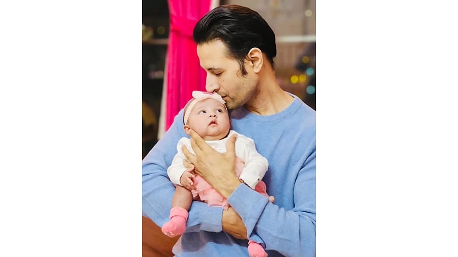 Apurva, who made his acting debut with Pardes starring with Shahrukh Khan, captioned the clip: 'And just like that, this birthday became the most special birthday of my life as God blessed us with the most special, incredible, amazing, miraculous gift ever'. Credit: Instagram/@apurvaagnihotri02