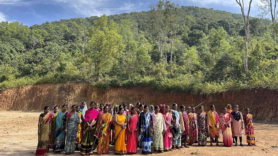 Women from Achala village who restored the Mali mountain forest over a period of three decades, in Odisha's Koraput district. Credit: PTI Photo