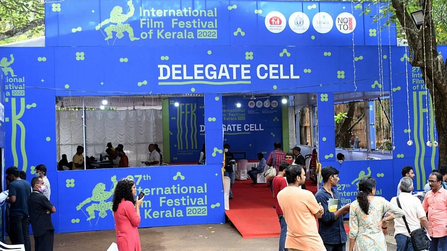 Preparations underway for the upcoming 27th International Film Festival of Kerala in Thiruvananthapuram. Credit: PTI Photo