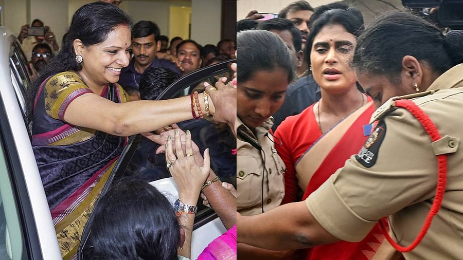 Kavitha, YS Sharmila. Credit: PTI Photos