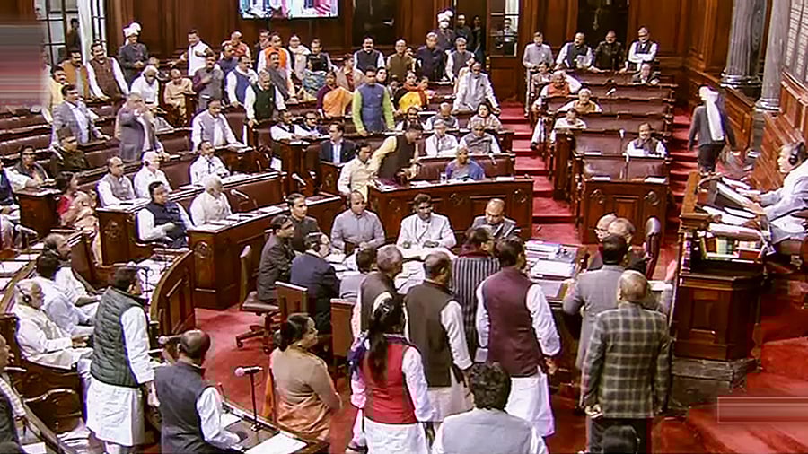 While opposition members created uproar over not being allowed discussion on issues raised by them, BJP members were also on their feet raising the issue of the Bihar hooch tragedy. Credit: PTI Photo