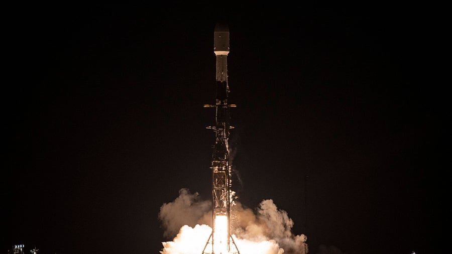 In this image released by NASA, a SpaceX Falcon 9 rocket with NASA's Surface Water and Ocean Topography (SWOT) satellite lifts off from Vandenberg Air Force Base. Credit: AFP Photo / NASA / Keegan Barber