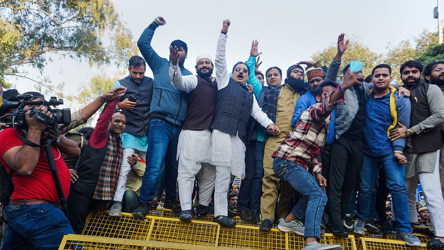 BJP leaders and supporters stage a protest near the Pakistan High Commission. Credit: PTI Photo