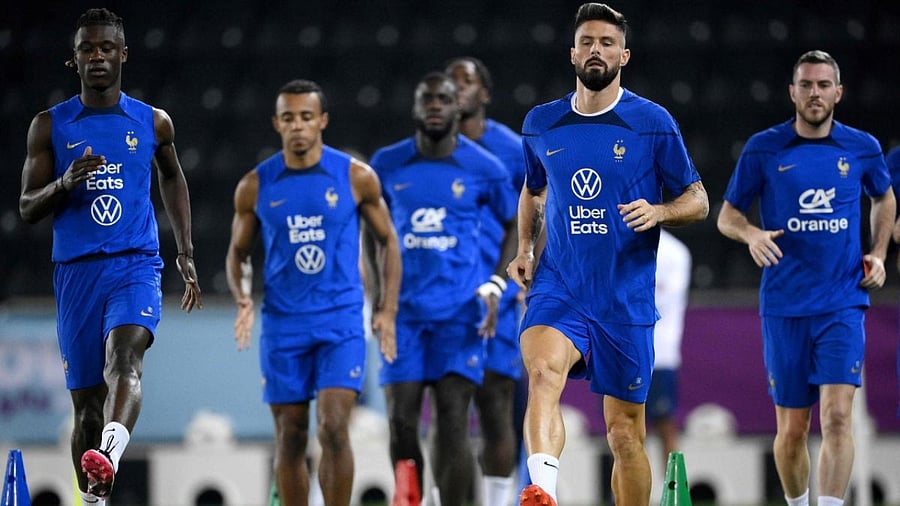 French players in training during the World Cup. Credit: AFP Photo