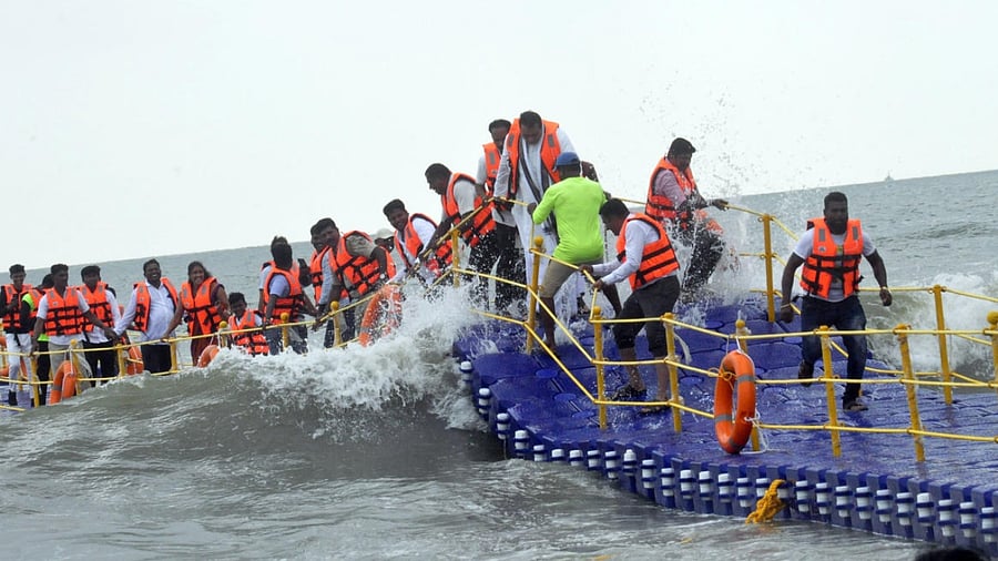 A floating bridge in Malpe. Credit: DH File Photo