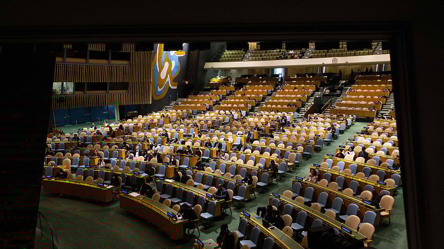 A general view shows a United Nations General Assembly. Credit: AFP File Photo