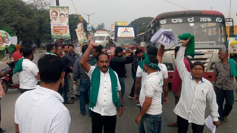 Protestors in Mandya. Credit: Special Arrangement