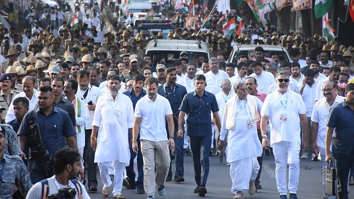 Rajasthan is the only Congress-ruled state the yatra has entered and will cover about 500 km over 17 days before entering Haryana on December 21. Credit: DH Photo