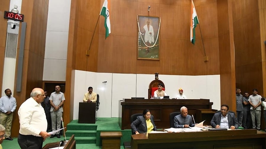 BJP MLA Shankar Chaudhary was unanimously elected as the Speaker of the Gujarat Assembly. Credit: IANS Photo