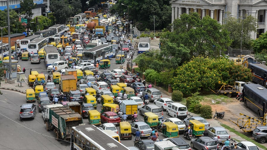 The flyover is expected to decongest junctions including Town Hall. Credit: DH File Photo