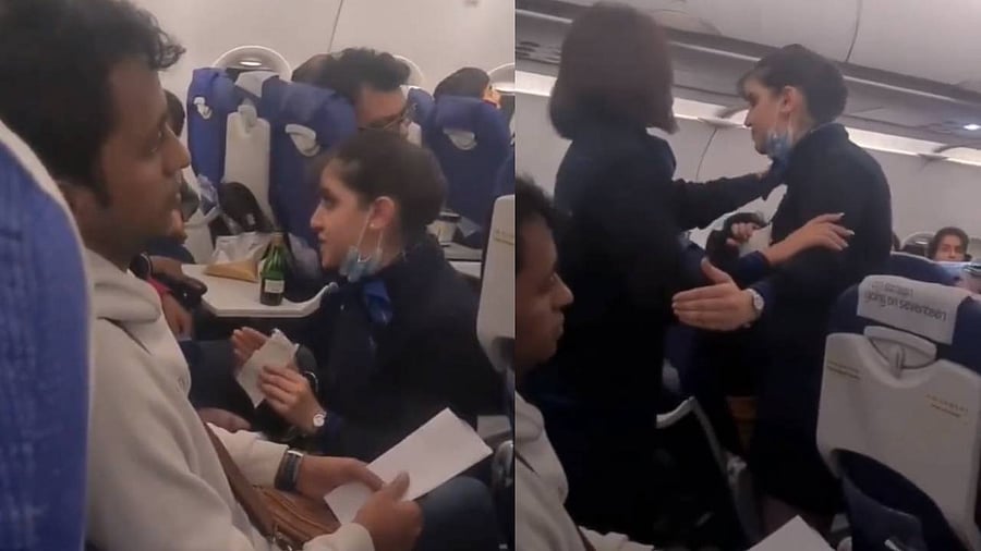 A video clip of the heated exchange onboard the flight. Credit: Twitter video
