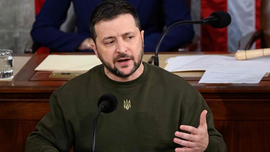 Ukraine's President Volodymyr Zelenskyy addresses the US Congress at the US Capitol in Washington, DC on December 21, 2022. Credit: AFP Photo