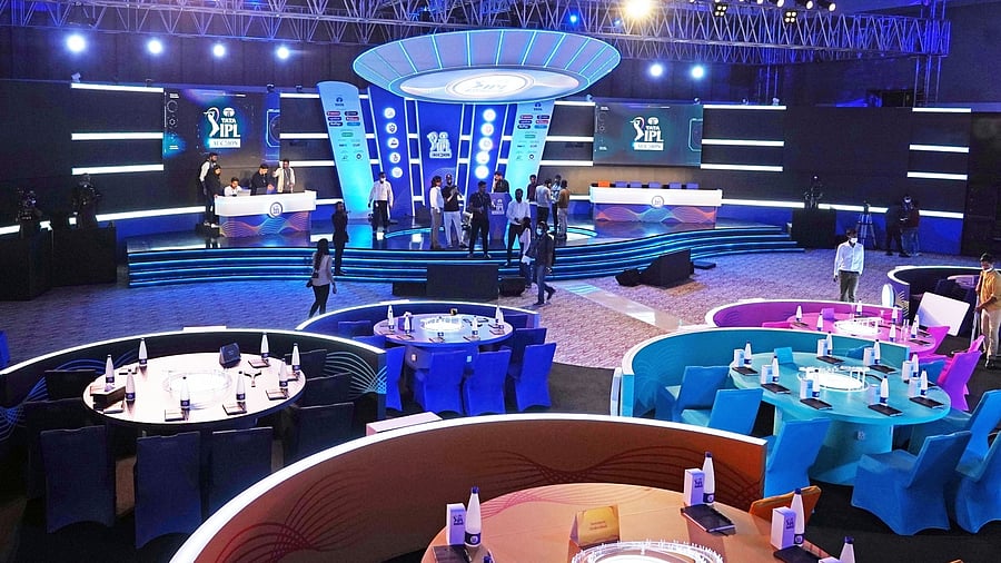 A view of the IPL auction venue in Kochi. Credit: IANS Photo