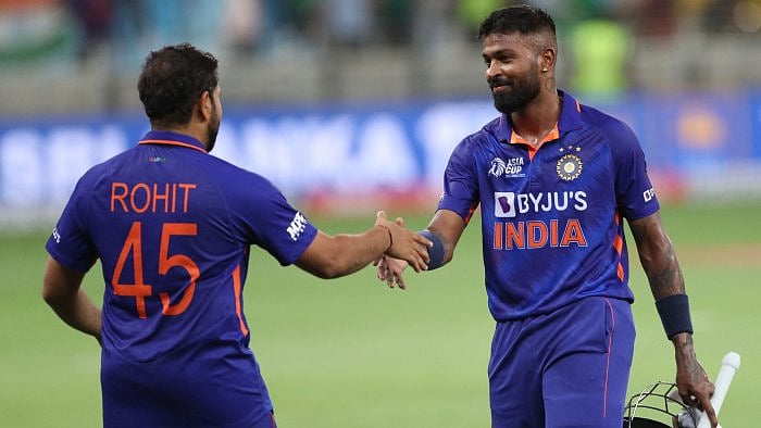 Hardik Pandya and Rohit Sharma. Credit: AFP File Photo