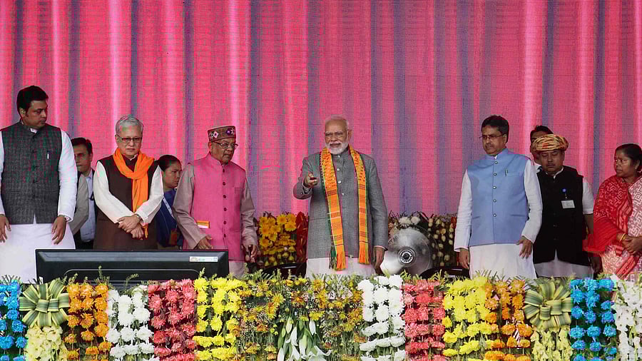 Prime Minister Narendra Modi too launched another slew of development projects in Tripura on December 18 including the 'Grih Pravesh' programme for more than two lakh beneficiaries of the Pradhan Mantri Awas Yojana - Urban and Rural - schemes. Credit:  PTI Photo