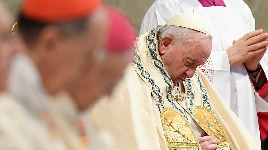 Pope Francis leads the Mass to mark the World Day of Peace in St. Peter's Basilica at the Vatican, January 1. Credit: Reuters File Photo