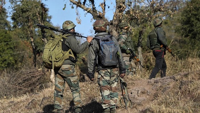 Army personnel conduct searches in Rajouri. Credit: PTI Photo