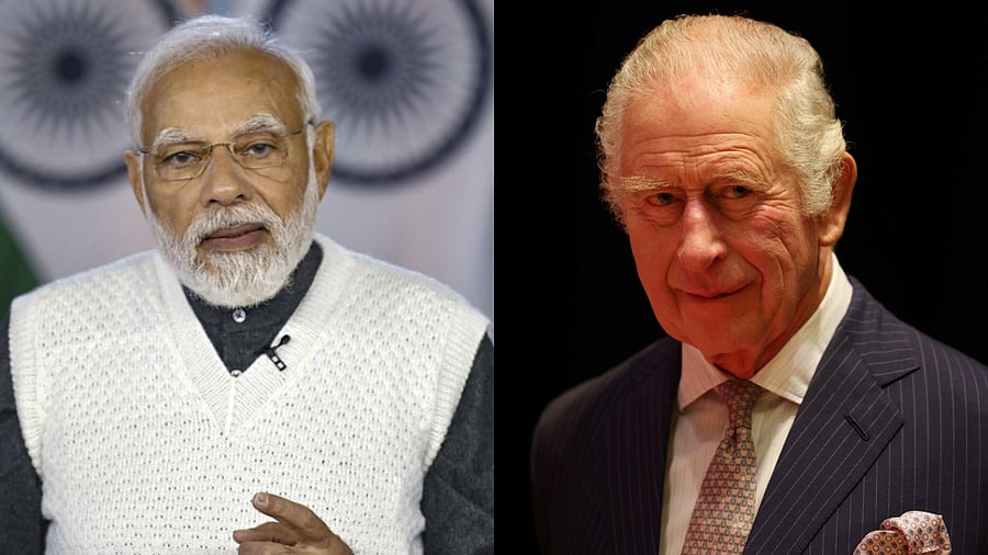 Prime Minister Narendra Modi and King Charles. Credit: PTI/Reuters Photo