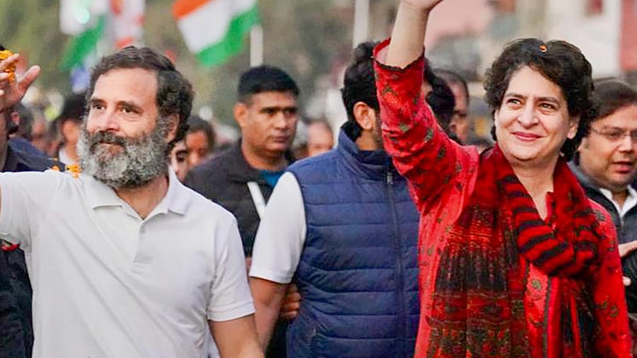 Congress leaders Priyanka Gandhi Vadra (R) and Rahul Gandhi. Credit: PTI Photo
