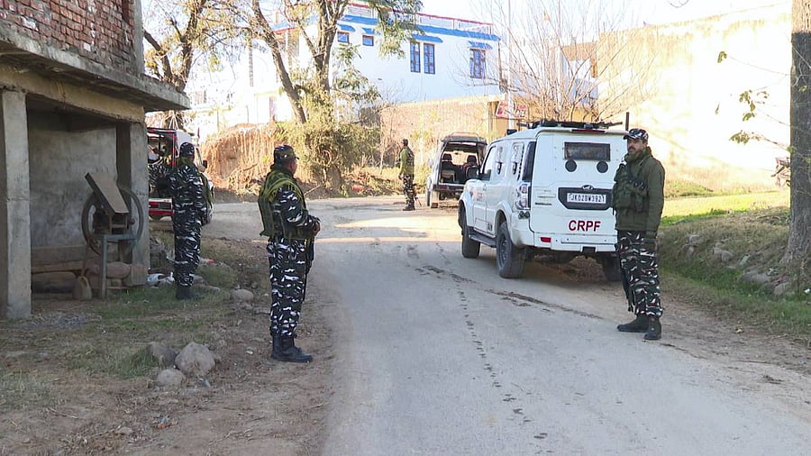 CRPF officers during reviewing the security situation after the twin terror incidents, in Rajouri. Credit: PTI Photo