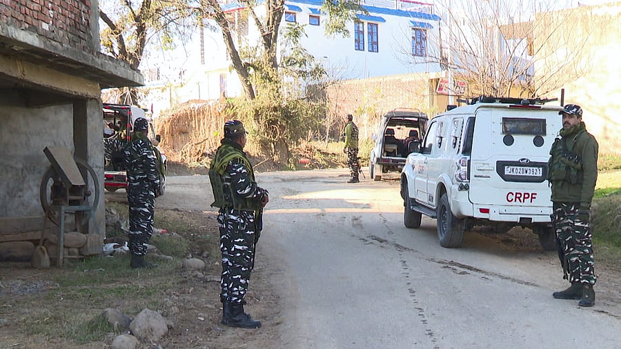 CRPF officers during reviewing the security situation after the twin terror incidents. Credit: PTI Photo