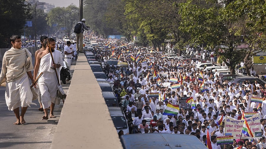Representative image of Jain community people in a rally. Credit: PTI Photo