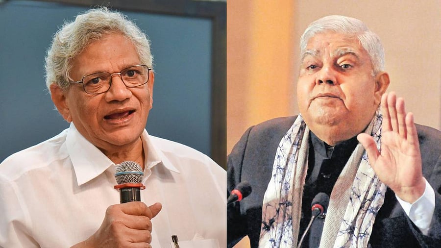 Sitaram Yechury, Jagdeep Dhankhar. Credit: PTI Photos