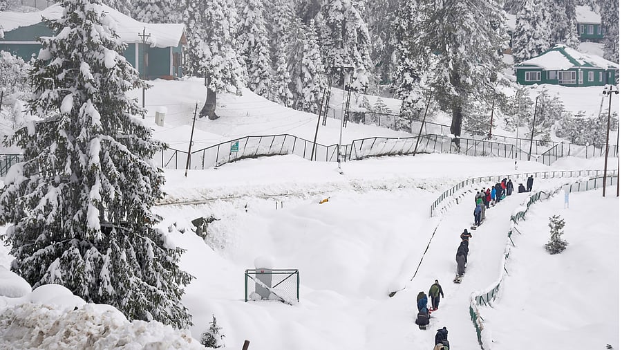 Two labourers from Kishtwar died on Thursday when an avalanche hit the work site of a construction company in Ganderbal district's Sonamarg. Credit: PTI Photo